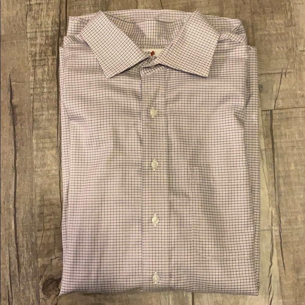 Cremieux Slim Fit Dress Shirt 17โ 35 Pima Cotton Non-Iron Micro Check Blue Red